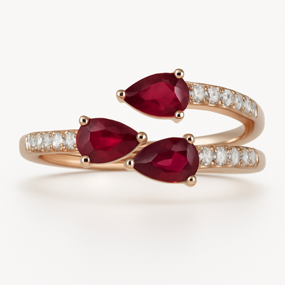 14K Yellow Gold Ruby Diamond Ring-RG6130RB