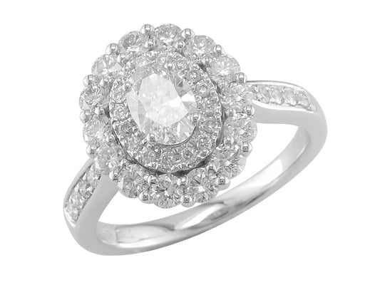 14K White Gold Diamond Oval Halo Engagement Ring