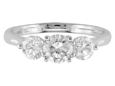 18K White Gold Three Diamond Ring for Women