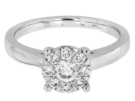 18K Gold Cluster Diamond Ring