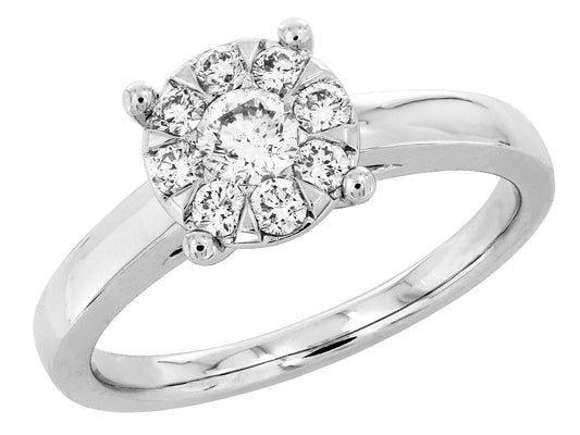 18K Gold Cluster Diamond Ring