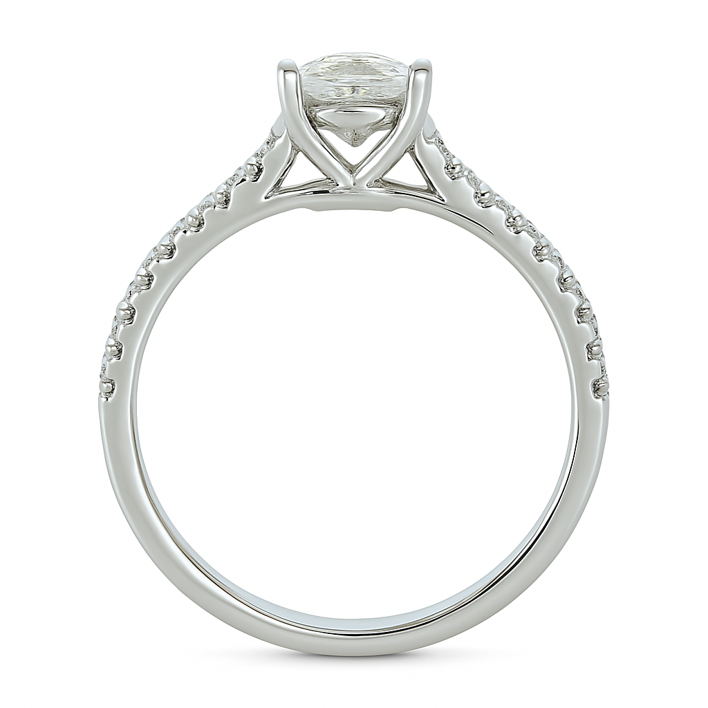 Classic Diamond Ring for Women, PT950 4 Prong Set 0.50ct