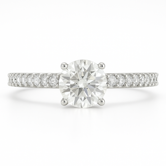 Classic Diamond Ring for Women, PT950 4 Prong Set 0.50ct